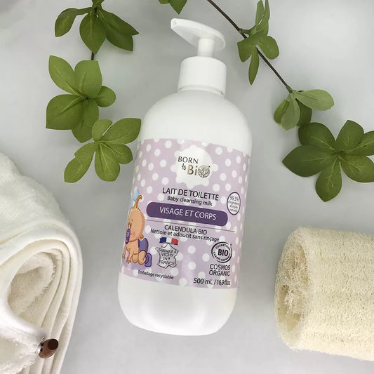 Lait de toilette visage et corps bébé au calendula bio 500ml