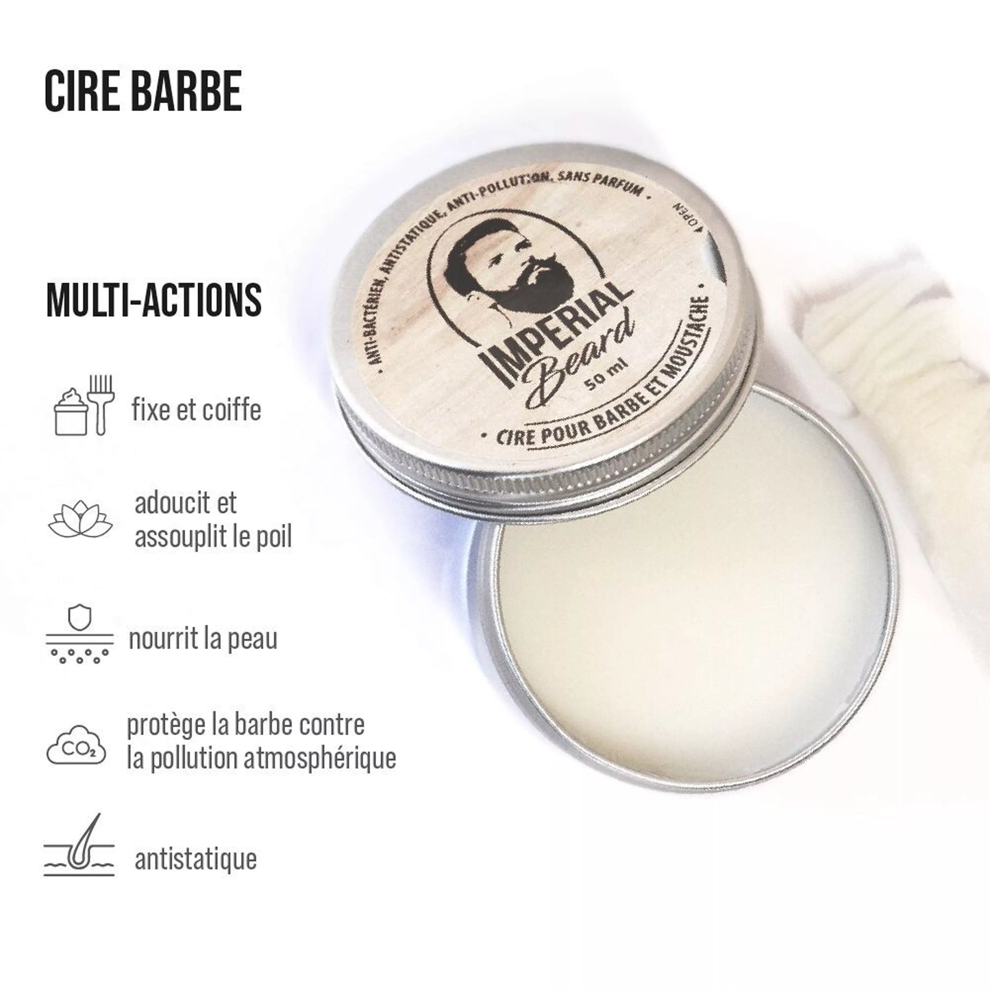Cire hydratante pour barbe et moustache 50ml "Imperial beard"