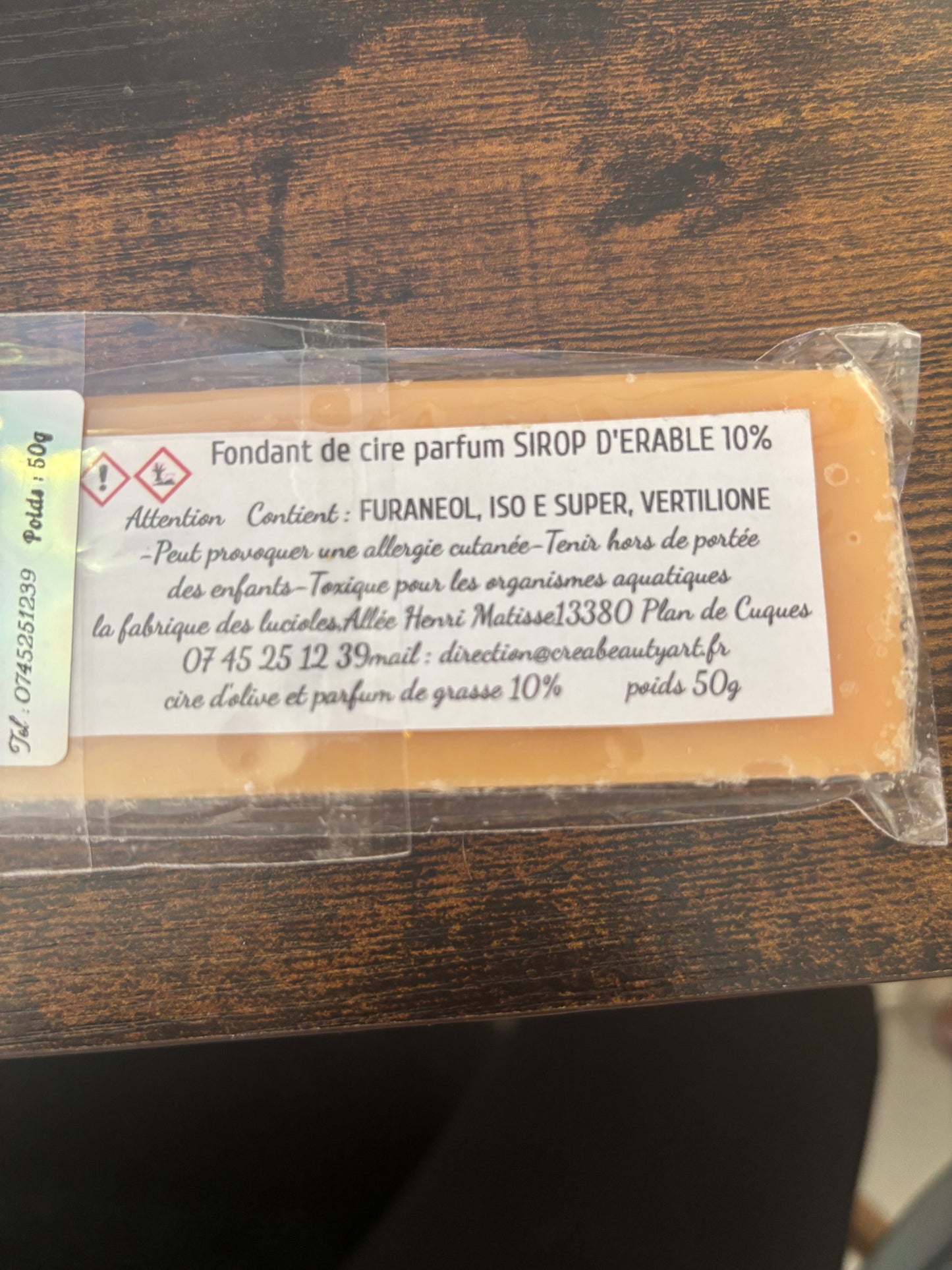 Fondants de cire parfum sirop d'érable tablette 50G
