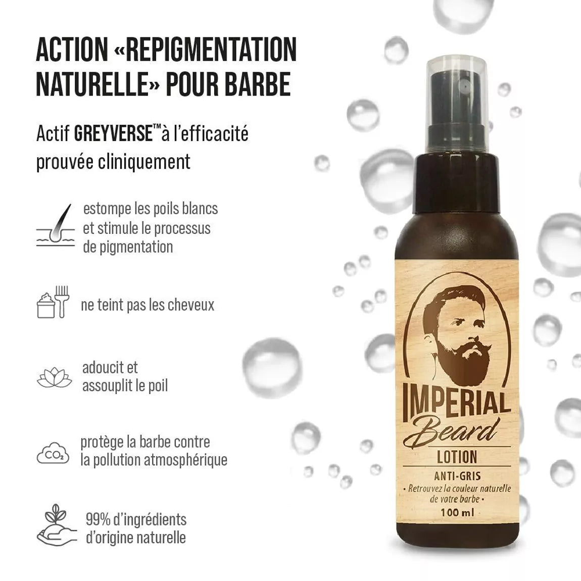 Lotion anti-gris barbe 100ml "imperial beard"