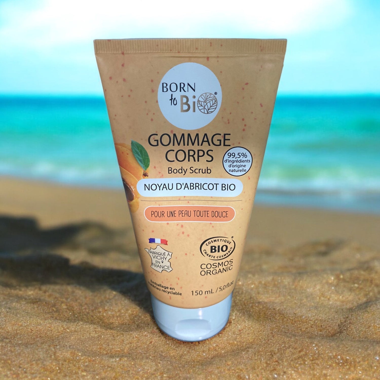 Gommage corps au noyau d’abricot bio born to bio 150ml