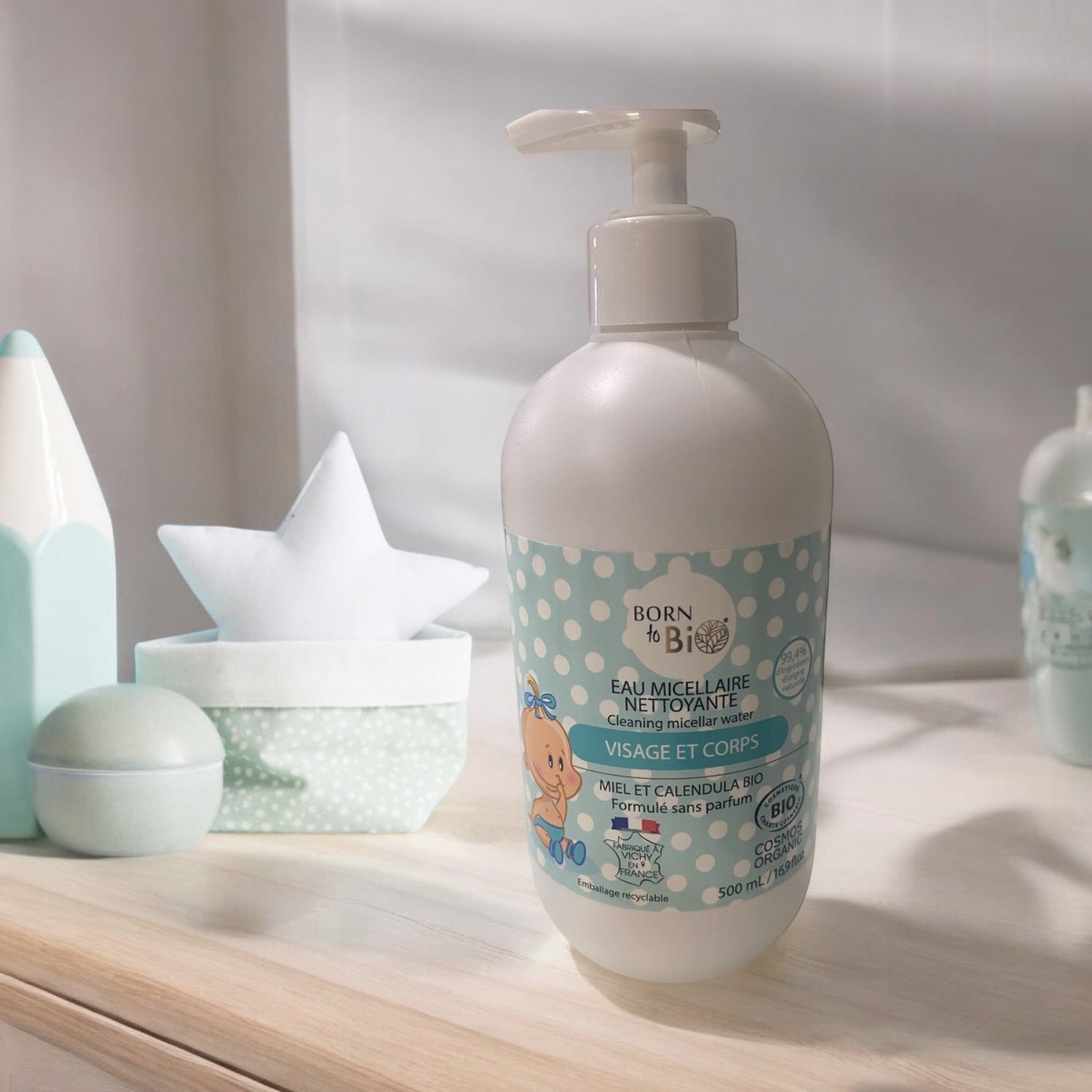 Eau micellaire nettoyante bébé visage et corps miel et calendula bio 500ml