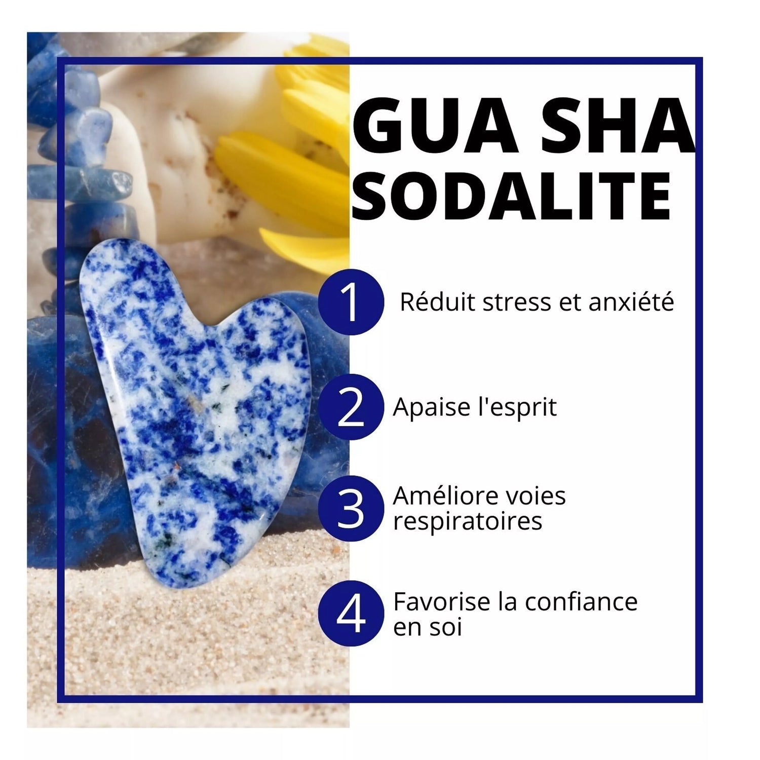 GUA SHA en Sodalite bleue