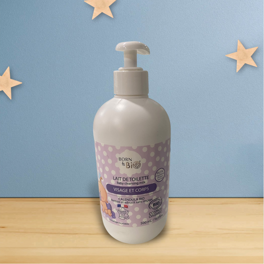 Lait de toilette visage et corps bébé au calendula bio 500ml