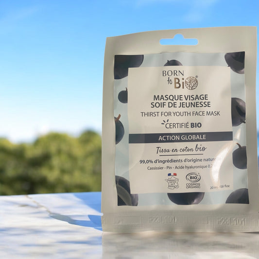 Masque visage soif de jeunesse en coton 20ml born to bio