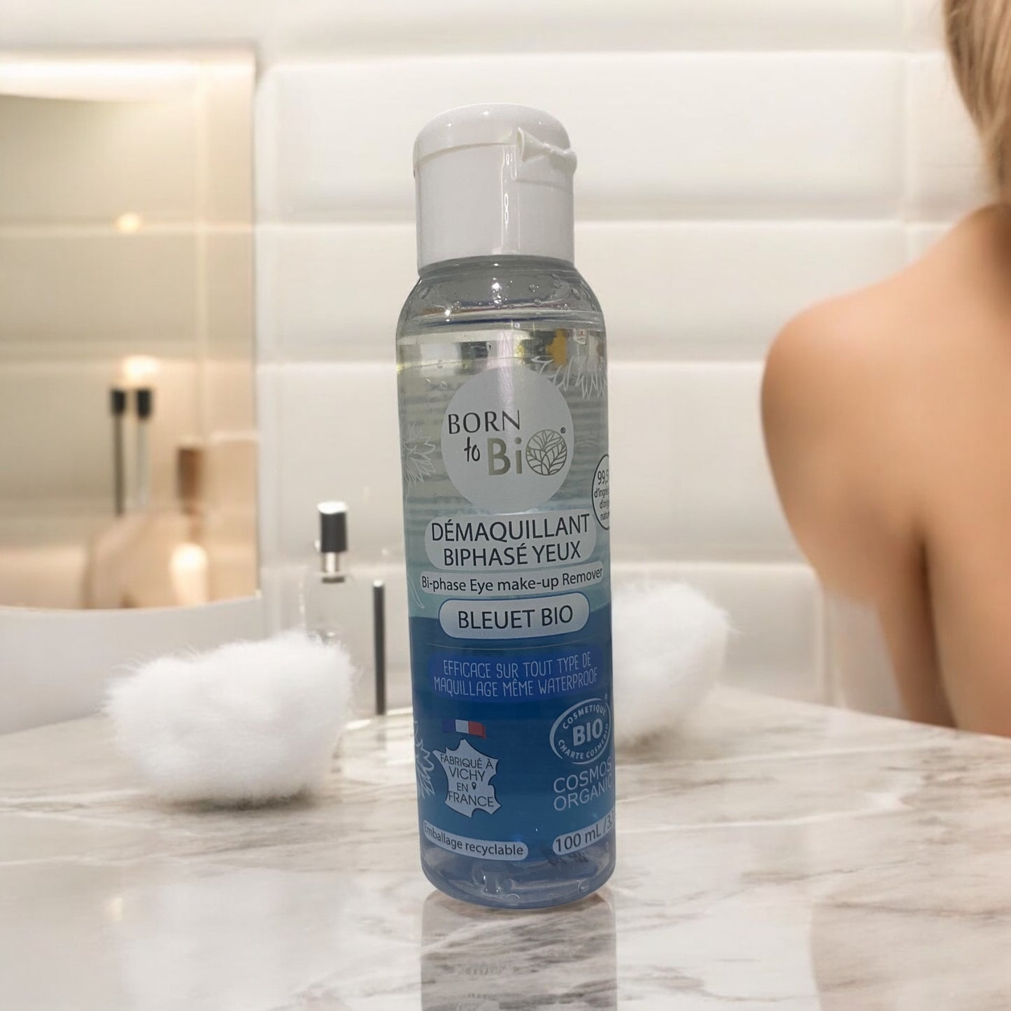 Démaquillant biphasé waterproof yeux bleuet BIO 100ML "BORN TO BIO"