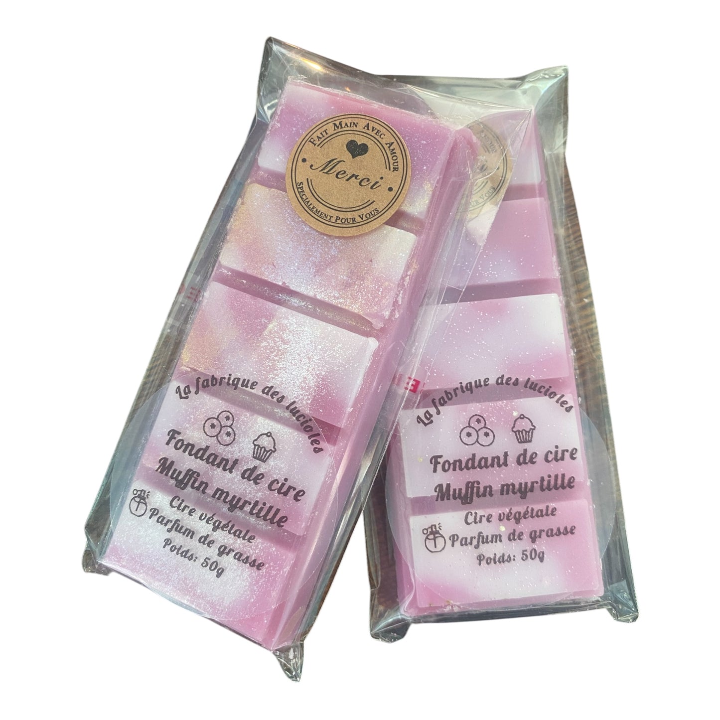 Fondant de cire façon tablette de chocolat parfum MUFFIN MYRTILLE