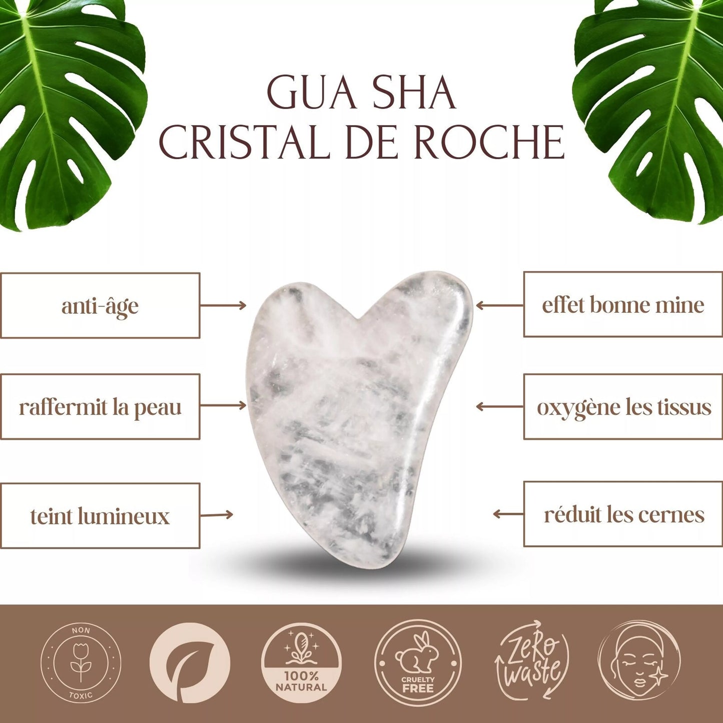 GUA SHA en cristal de roche et sa housse offerte